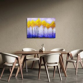 Tablou pe sticlă - Copaci galbeni (70x50 cm)