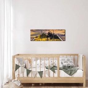 Tablou cu peisaj în carte (cu ceas) (90x30 cm)