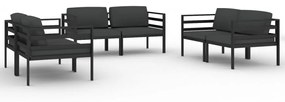 3107800 vidaXL Set mobilier de grădină cu perne, 6 piese, antracit, aluminiu