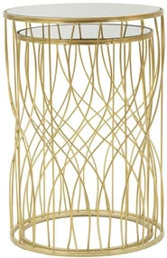 Set 2 masute auxiliare aurii din metal, ∅ 38 - ∅ 33 cm, Ligne Mauro Ferretti