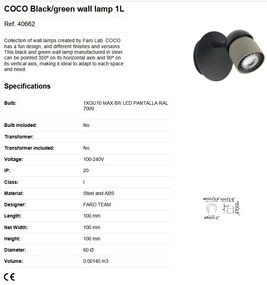 Aplica cu spot directionabil design minimalist COCO neagru/gri