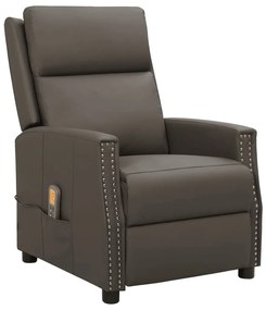 3093222 vidaXL Fotoliu rabatabil de masaj cu ridicare, crem, piele ecologică