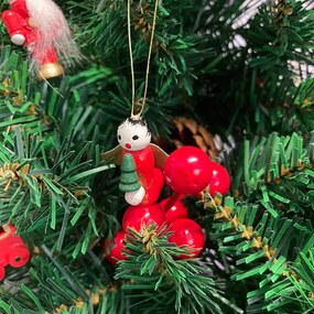 Set de decoratiuni de Craciun din lemn RED JOY rosu, 30 buc.