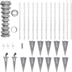 vidaXL Gard din plasă cu stâlpi și țăruși, 25x0,8 m, oțel galvanizat