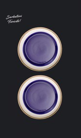 Set 4 Farfurii Sarbatori (2 Farfurii mari 25cm Sand Dune, 2 Farfurii mici 20cm Cobalt)