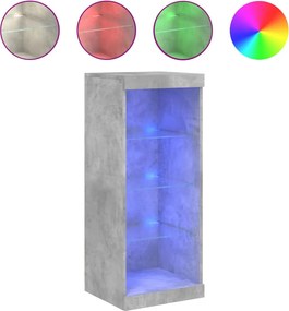 vidaXL Servantă cu lumini LED, gri beton, 41x37x100 cm