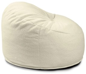 Fotoliu puf pentru copii crem cu tapițerie din țesătură bouclé Om 85 – SLOWDOWN