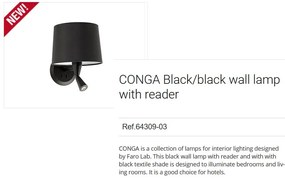 Aplica cu reader LED eleganta design modern CONGA neagra 64309-03