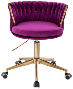 HR450K Scaun Fucsia din Catifea cu Bază Aurie