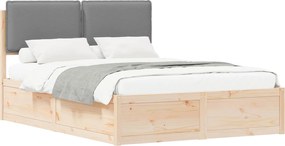 vidaXL Cadru de pat cu tăblie tapițată Gri deschis 135 x 190 cm