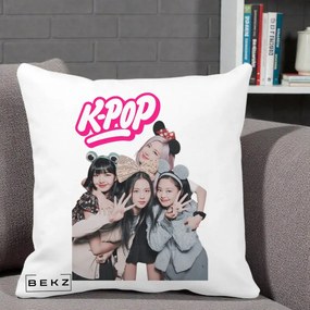 Perna Personalizata BLACKPINK K-Pop Grup Pozitii Amuzante, 40x40 cm, Alba Mata, Husa Detasabila, Perna Inclusa, BEKZ®