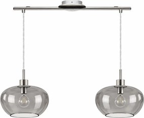 BRILAGI - Pendul LED pe cablu RETRO GLASS 2xE27/60W/230V crom mat/gri fumuriu