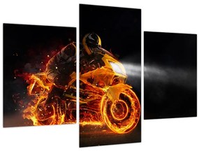 Tablou - Motociclist cu flăcări (90x60 cm)