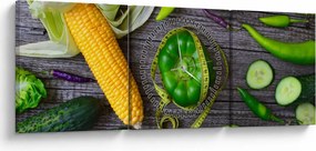 Tablou cu legume (cu ceas) (90x30 cm)