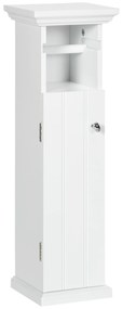 Kleankin Dulap Baie cu Suport Hârtie Igienică MDF 21.5x17.8x66.5cm Alb | Aosom Romania