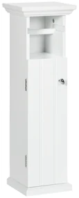 Kleankin Dulapior Baie cu Suport Hârtie Igienică MDF 21.5x17.8x66.5cm Alb | Aosom Romania