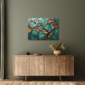 Tablou pe sticlă - Pictură verde-auriu (70x50 cm)