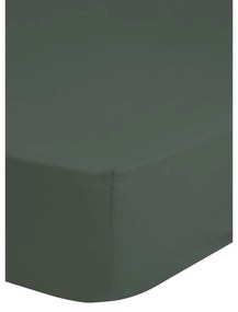 Cearșaf elastic din bumbac satinat HIP, 90 x 200 cm, verde închis