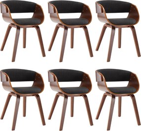 vidaXL Scaune de bucătărie 6 buc. gri lemn curbat și material textil