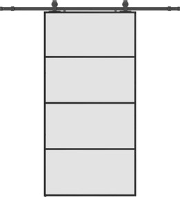 vidaXL Ușă glisantă cu set de feronerie neagră 102,5x205 cm Sticlă ESG