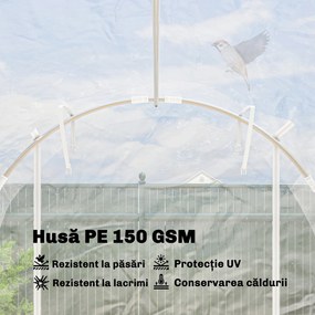 Outsunny Seră de Grădină Tip Tunel 2x3x2 m cu 2 Uși Rulabile, Seră pentru Legume, Flori și Fructe, cu 4 Bare Diagonale, Cadru din Oțel și Acoperiș PE, Transparentă | Aosom Romania