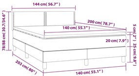 Pat cu arcuri, saltea si LED, gri inchis, 140x200 cm, textil Morke gra, 140 x 200 cm, Culoare unica si cuie de tapiterie