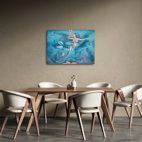 Tablou - Sirenă cu delfini (70x50 cm)