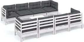 vidaXL Set mobilier de grădină cu perne, 9 piese, lemn masiv de pin