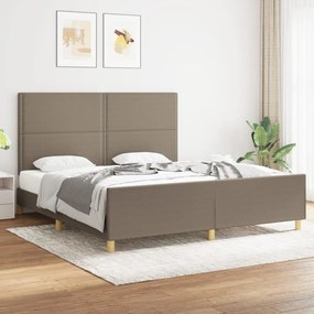 Cadru de pat cu tablie, gri taupe, 180x200 cm, textil Gri taupe, 180 x 200 cm, Culoare unica si cuie de tapiterie
