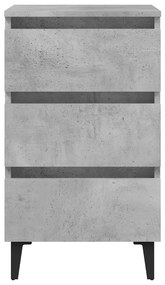 Noptiere cu picioare metalice, 2 buc. gri beton, 40x35x69 cm 2, Gri beton