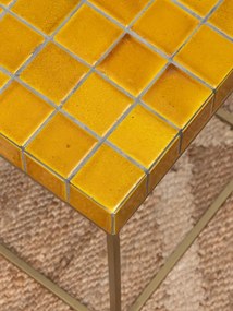 Masuta laterala, din metal si ceramica, yellow Coimbra