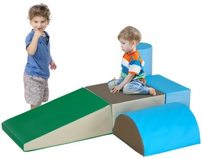 HOMCOM Joc de Constructie pentru Copii 1-3 Ani din Piele PU și Umplutură EPE, 40.6x40.6x20.3 cm, Multicolor | Aosom Romania