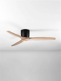 Ventilator de tavan cu telecomanda NINEMIA negru/natural wood