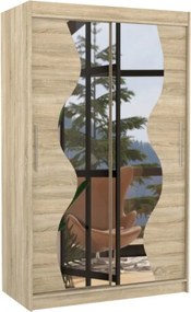 Dulap cu usi glisante si oglinda 120x200 cm, Oswald, ADRK Furniture (Culoare: Ciocolata)