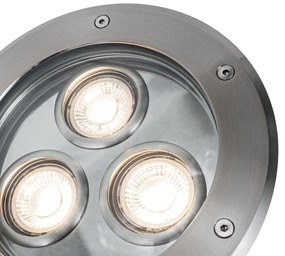 Proiector modern de sol din oțel cu 3 lumini IP65 - Tribus