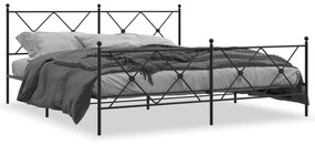 376524 vidaXL Cadru pat metalic cu tăblie de cap/picioare, negru, 180x200 cm