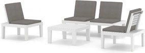 vidaXL Set mobilier de grădină cu perne, 4 piese, alb, plastic