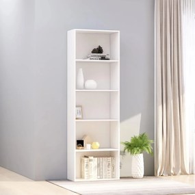 vidaXL Bibliotecă cu 5 rafturi, alb, 60x30x189 cm, lemn prelucrat