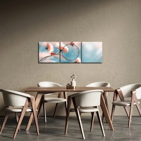 Tablou - Buburuze pe floare (cu ceas) (90x30 cm)