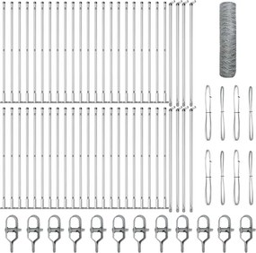 vidaXL Stâlp de gard. Argintiu 100 x 0,8 m (plasă de 36 mm) Oțel