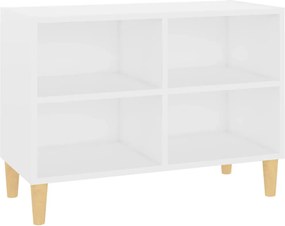 vidaXL Comodă TV, picioare lemn masiv, alb, 69,5x30x50 cm