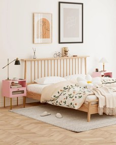 NOR1 - Set 2 Noptiere, 40 cm, cu 1 sertar pentru dormitor - Roz - Auriu