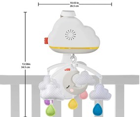 Carusel muzical Fisher-Price Calming Clouds GRP99, Lampa noapte, Nori, Alb