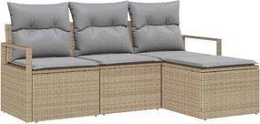 vidaXL Set de canapea 4 pcs Bej poliratan