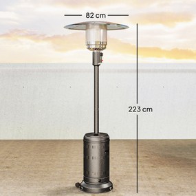 Outsunny Încălzitor de Exterior de 11 KW Reglabil, cu Roți 82 x 82 x 223 cm, Maro Închis | Aosom Romania