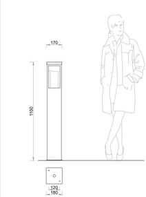 Stalp iluminat exterior din fier forjat, inaltime 110cm, AL 6832