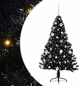 vidaXL Pom de Crăciun artificial pre-iluminat Negru 150 cm PVC