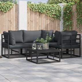 vidaXL Set de canapele pentru grădină 4 pcs Negru 213 x 143 x 71 cm