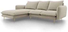 Coltar tapitat Vienna 5 locuri picioare gold – L255 x l170 x h95