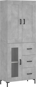 vidaXL Dulap înalt, gri beton, 69,5x34x180, lemn compozit